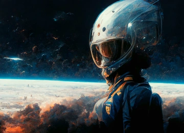 宇航员 太空 行星 恒星 宇宙 外星人 艺术 头盔 外星人  电脑壁纸 4K壁纸  4096x2304