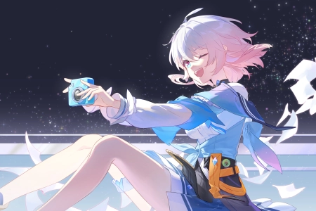 动漫 动漫女孩 相机 纸张 电脑壁纸 4K壁纸 4800x2700