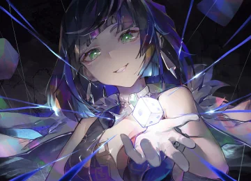 微笑 游戏CG 角色 动漫 女孩 原神 骰子 发光 4K壁纸  4096x2458