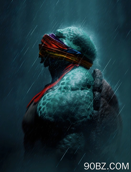 忍者神龟 乌龟 CGI 下雨 哭泣 眼泪 肖像 贝壳 简单背景 手机壁纸 4K壁纸