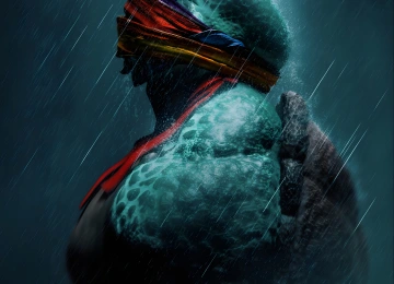 忍者神龟 乌龟 CGI 下雨 哭泣 眼泪 肖像 贝壳 简单背景 手机壁纸 4K壁纸  6268x8192