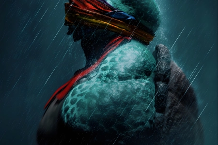 忍者神龟 乌龟 CGI 下雨 哭泣 眼泪 肖像 贝壳 简单背景 手机壁纸 4K壁纸 6268x8192