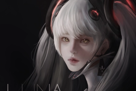 幻想女孩 女人 公园  白发 插图 AI艺术 素描 4K壁纸 4746x4409
