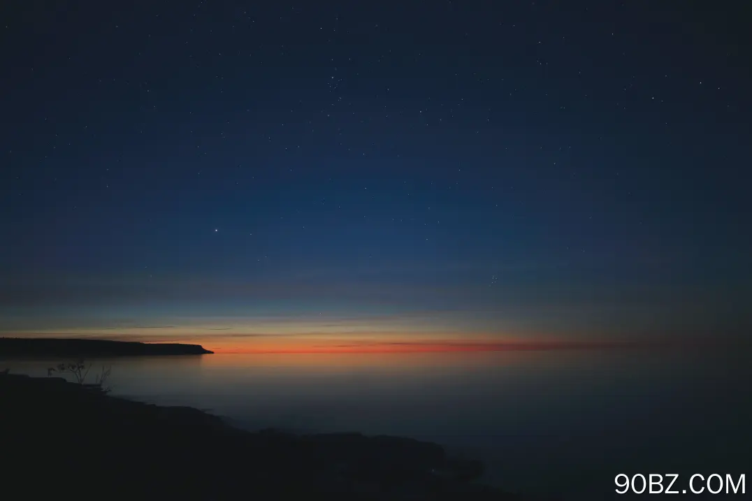 日落 水 星夜 风景 星星 4K壁纸