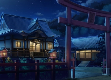 建筑 国风 黑暗 天空 日落 水 云 AI艺术 动漫 4K壁纸  4268x2401