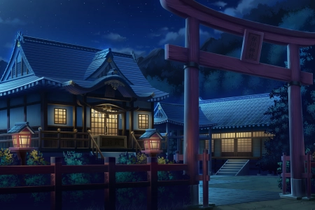 建筑 国风 黑暗 天空 日落 水 云 AI艺术 动漫 4K壁纸 4268x2401