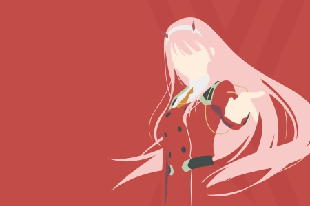 粉色头发 零二 极简主义 简单背景 动漫女孩 DARLING 4K壁纸 3840x2160