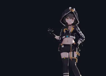 动漫女孩 简单背景 黑色背景 兜帽 极简主义 手套 项链 黑发 电脑壁纸 4K壁纸  5120x2880