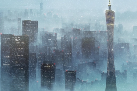 华视 动漫 城市 风光 雪 广州塔 建筑 电脑壁纸 4K壁纸 6586x3473