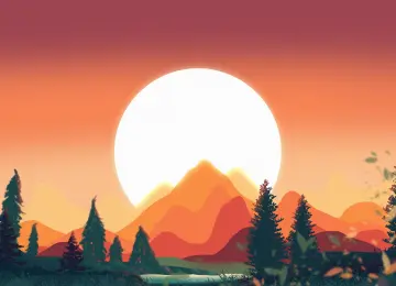 数字艺术极简树光山自然天空阳光草地  3840x2160
