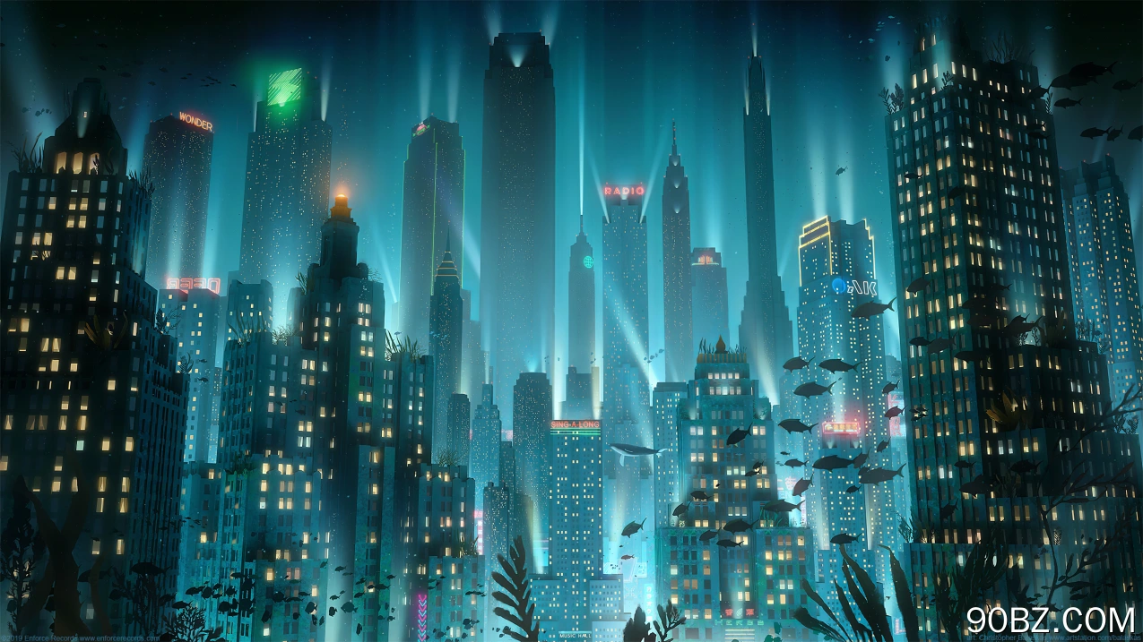 城市 水下 城市景观 生化 奇兵 青色 游戏CG 4K壁纸