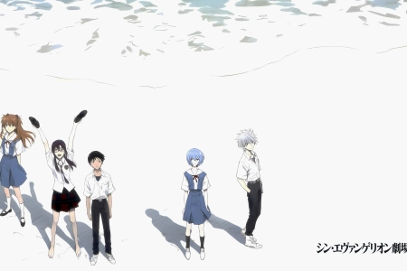 新世纪福音 动漫 动漫女孩 海滩 明日之夜 动漫男孩  4K壁纸 5120x2880