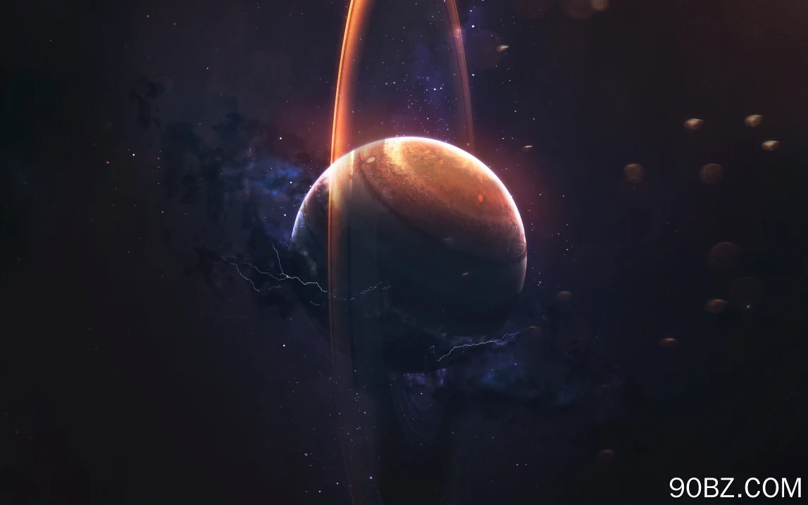 AI艺术 图片 插图 空间艺术 伽利 行星 木星 行星环 恒星 4K壁纸