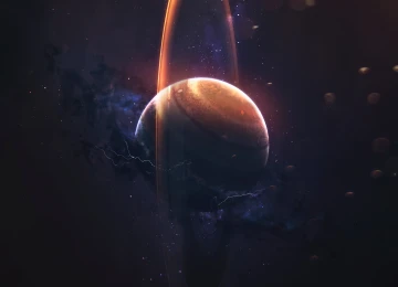 AI艺术 图片 插图 空间艺术 伽利 行星 木星 行星环 恒星 4K壁纸  3840x2400