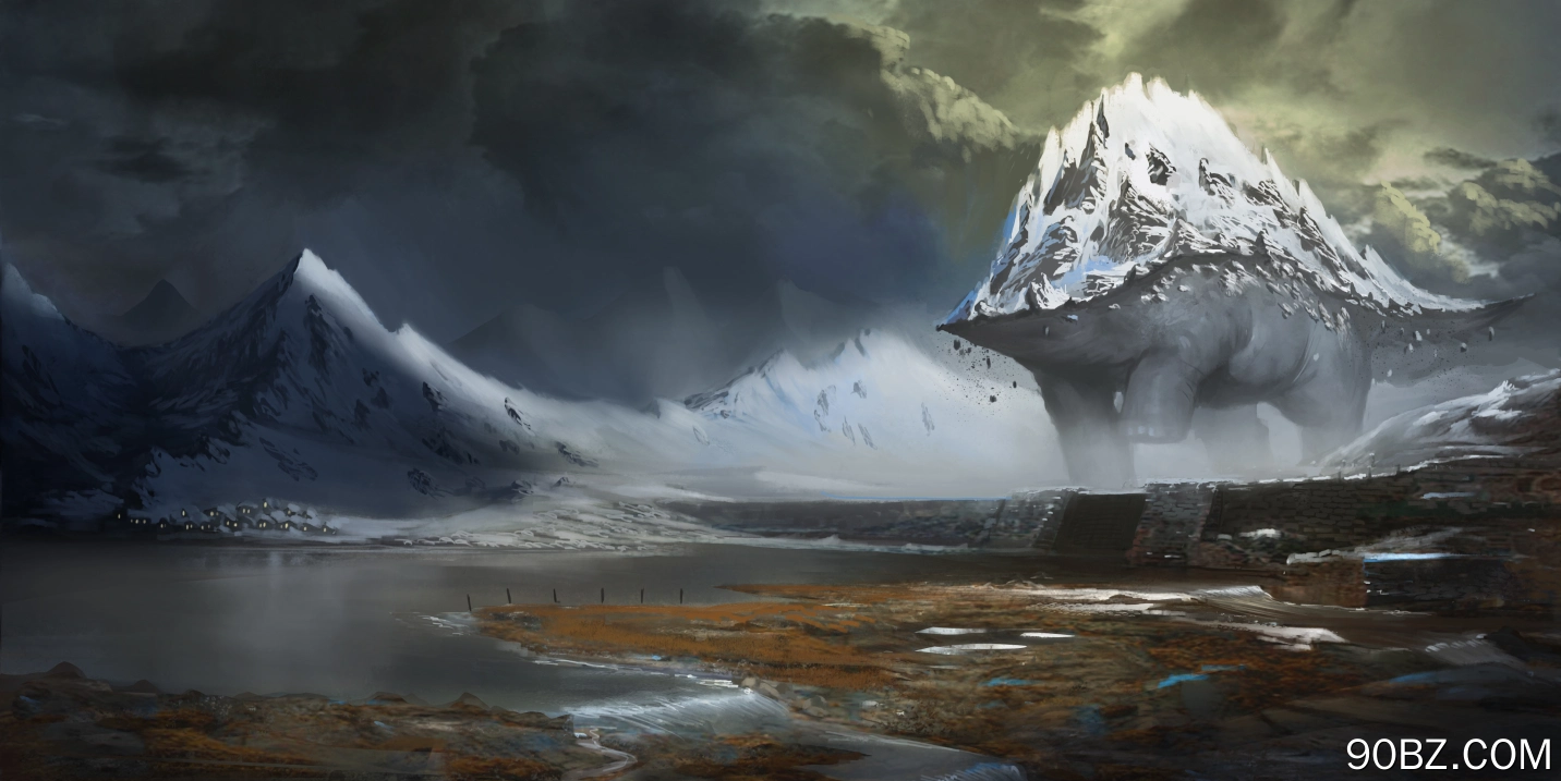 奇幻艺术 风景 雪 冬天 山 生物 虚构的生物  电脑壁纸 4K壁纸