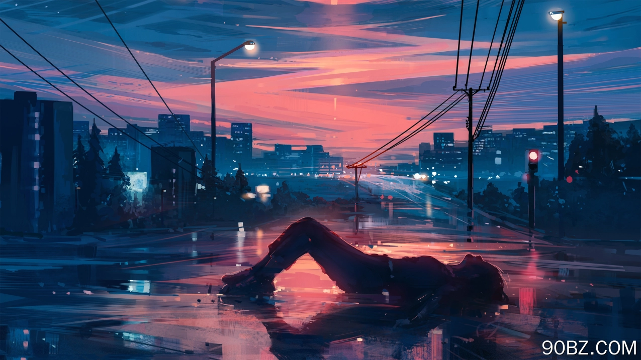 AI艺术 电线 电线杆 路灯  电脑壁纸 4K壁纸