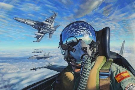 飞行员 战斗机飞行员装备头盔 云 驾驶舱 电脑壁纸 4K壁纸 4116x3064