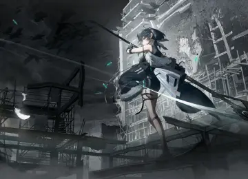 动漫女孩 天空 夜 明日方舟 电脑壁纸 4K壁纸  4097x2304