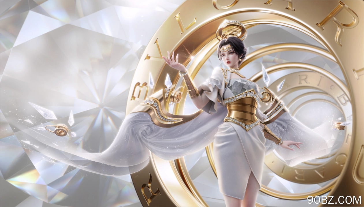 侧视 短发 电子游戏 角色 王者荣耀 游戏 钻石 耳环 珠宝 裙子 4K壁纸