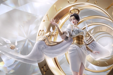 侧视 短发 电子游戏 角色 王者荣耀 游戏 钻石 耳环 珠宝 裙子 4K壁纸 7597x4320