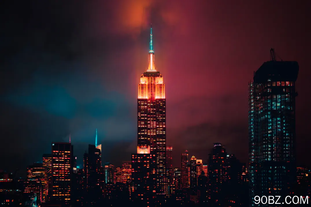 大厦 夜晚 城市 景观 灯光 摄影 红色 4K壁纸