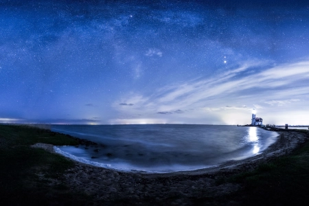 海岸 自然 水 天空 星星 地平线  电脑壁纸 4K壁纸 3840x2160