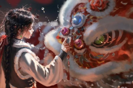 女人 长发 深色头发 数字艺术 图片 插图 奇幻艺术 狮子 环境 电脑壁纸 4K壁纸 4496x2379