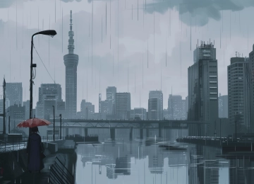 插图 城市 天际线 雨 电脑壁纸 4K壁纸  5824x3264