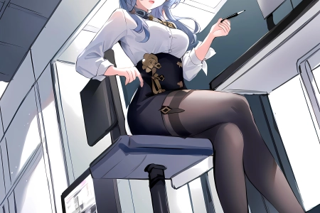 感伤 低角度 眼镜 连裤袜 紫色眼睛 4K壁纸 4608x4608