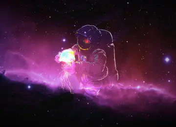 宇航员 宇宙 星云 恒星 水母 太空  电脑壁纸 4K壁纸  3840x2160