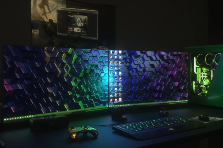  AI艺术 计算机 技术 键盘 控制器 显示器 鼠标 显示器 4K壁纸 3840x2160