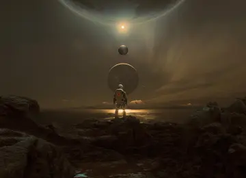 宇航员 行星 火星 天空 夜晚 科幻 小说 太阳系 风景 AI艺术 手机壁纸 4K壁纸  3840x3840