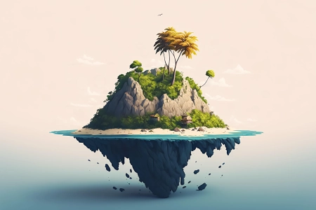 极简主义 孤岛 AI艺术  电脑壁纸 4K壁纸 3840x2160