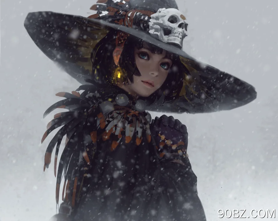 女人 巫婆 幻想艺术 绘画 下雪 电脑壁纸 4K壁纸