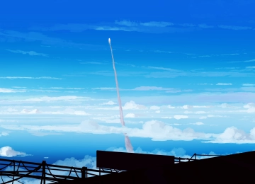 优雅 AI艺术 插图 素描 云彩 火箭 发射 4K壁纸  5640x2400