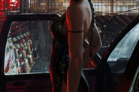 原创 人物 艺术品 绘画 辫子 女性 女人 成熟 耳坠 旗袍 废墟 手机壁纸 4K壁纸 5400x6750