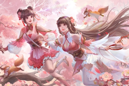 游戏 角色 女孩 国风 粉色 长发 萝莉 梅花 动物 电脑壁纸 4K壁纸 7669x3700