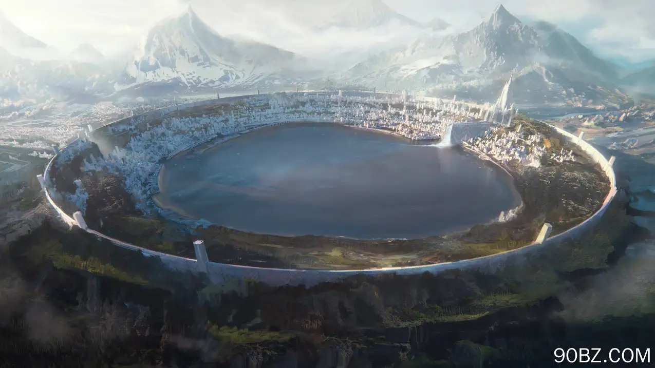 AI艺术 城市 梦幻建筑 梦幻艺术 山脉  电脑壁纸 4K壁纸