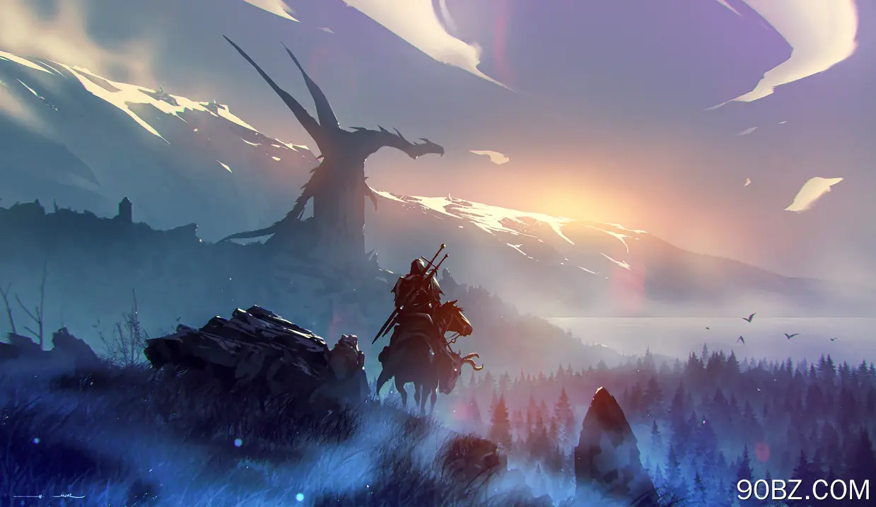 AI艺术 插图 龙 风景 自然 山 云 巫师 4K壁纸
