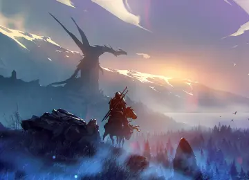 AI艺术 插图 龙 风景 自然 山 云 巫师 4K壁纸  4134x2393