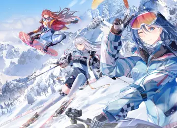 动漫 女孩 AI艺术 肖像 滑板 山 雪 运动装 4K壁纸  4200x2363