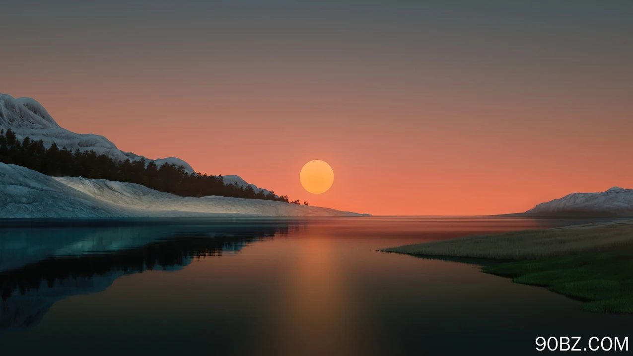 AI艺术 风景 太阳 水 自然 日落 夕阳辉光 电脑壁纸 4K壁纸