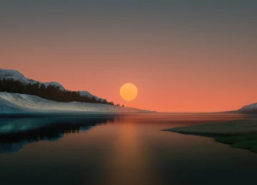 AI艺术 风景 太阳 水 自然 日落 夕阳辉光 电脑壁纸 4K壁纸  3840x2160