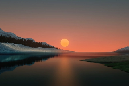 AI艺术 风景 太阳 水 自然 日落 夕阳辉光 电脑壁纸 4K壁纸 3840x2160