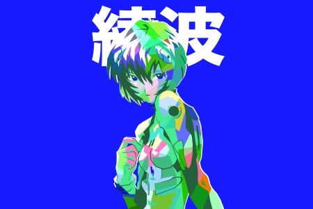  霓虹创世纪福音 动漫 漫画 战士 战斗 蓝色 简单 电脑壁纸 4K壁纸 4096x2304