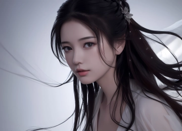 亚洲人 脸 长发 艺术  电脑壁纸 4K壁纸  6144x4096