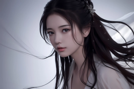 亚洲人 脸 长发 艺术  电脑壁纸 4K壁纸 6144x4096