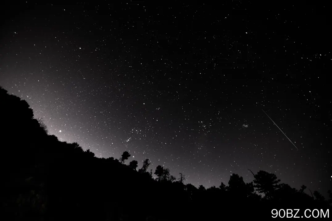 风景 山脉 树木 繁星之夜 繁星 夜晚 流星 黑暗  电脑壁纸 4K壁纸