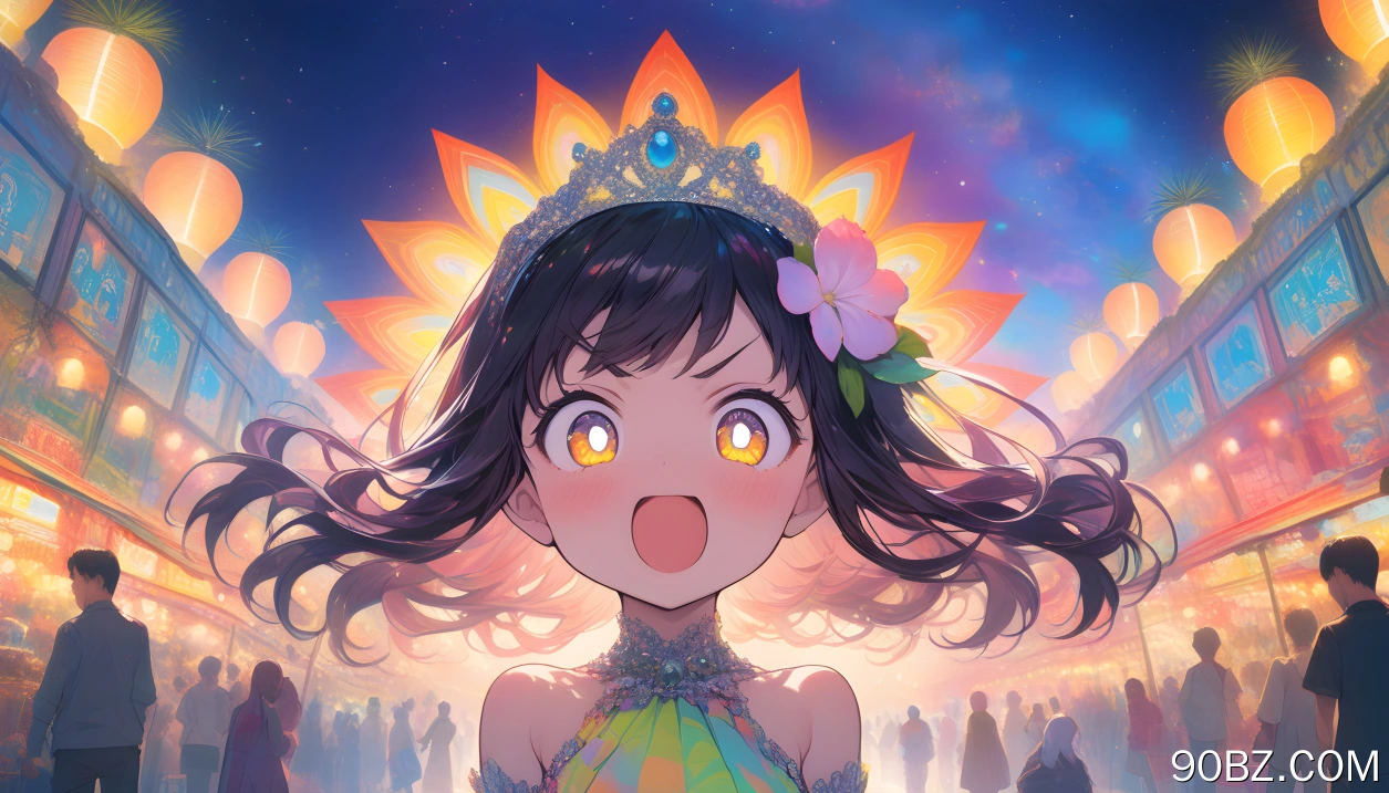 灯笼 张嘴 动漫女孩 AI艺术 电脑壁纸 4K壁纸