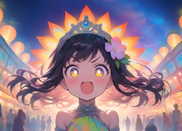 灯笼 张嘴 动漫女孩 AI艺术 电脑壁纸 4K壁纸  5376x3072